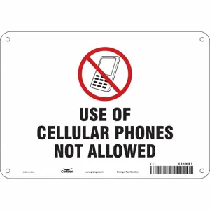 CONDOR 451N87 Safety Sign Cell Phone, No Header, 10 Inch Width, 7 Inch Height, English | CE9LFH