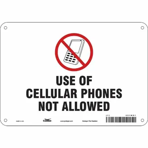 CONDOR 451N91 Safety Sign Cell Phone, No Header, 10 Inch Width, 7 Inch Height, English | CE9LFJ