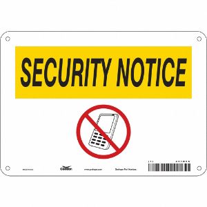 CONDOR 451N98 Safety Sign Cell Phone, Security Notice, 10 Inch Width, 7 Inch Height, English | CE9LEK
