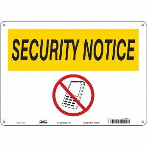 CONDOR 451N99 Safety Sign Cell Phone, Security Notice, 14 Inch Width, 10 Inch Height, English | CE9LED