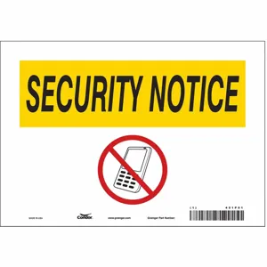 CONDOR 451P01 Safety Sign Cell Phone, Security Notice, 10 Inch Width, 7 Inch Height, English | CE9LEL