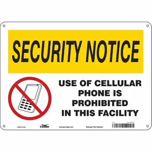 CONDOR 451P04 Safety Sign Cell Phone, Security Notice, 14 Inch Width, 10 Inch Height, English | CE9LEF