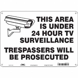 CONDOR 453N34 Security Sign, No Header, 14 Inch Width, 10 Inch Height, English, Plastic | CE9JXY