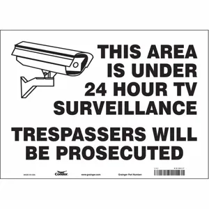 CONDOR 453N37 Security Sign, No Header, 14 Inch Width, 10 Inch Height, English, Vinyl | CE9JXU