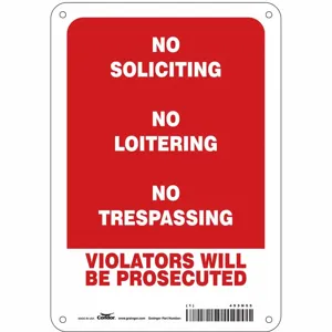 CONDOR 453N55 Security Sign, No Header, 7 Inch Width, 10 Inch Height, English, Plastic | CE9JXN