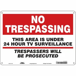 CONDOR 453N60 Security Sign, No Trespassing, 14 Inch Width, 10 Inch Height, English, Aluminium | CE9JXC