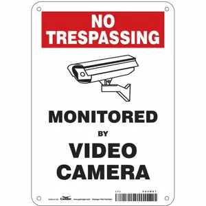 CONDOR 453N67 Security Sign, No Trespassing, 7 Inch Width, 10 Inch Height, English, Plastic | CE9JWY