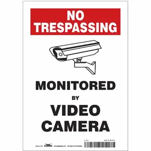 CONDOR 453N69 Security Sign, No Trespassing, 7 Inch Width, 10 Inch Height, English, Vinyl | CE9JWX