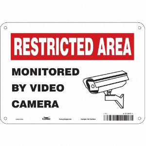 CONDOR 453N71 Security Sign, Restricted Area, 10 Inch Width, 7 Inch Height, English, Aluminium | CE9JTP