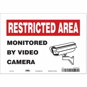 CONDOR 453N75 Security Sign, Restricted Area, 10 Inch Width, 7 Inch Height, English, Vinyl | CE9JTK