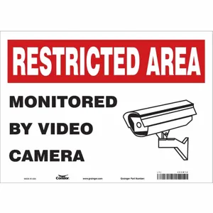 CONDOR 453N76 Security Sign, Restricted Area, 14 Inch Width, 10 Inch Height, English, Vinyl | CE9JTA