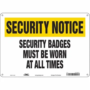 CONDOR 453N83 Security Sign, Security Notice, 14 Inch Width, 10 Inch Height, English, Plastic | CE9JRG