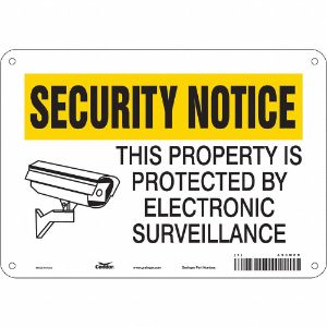 CONDOR 453N96 Security Sign, Security Notice, 20 Inch Width, 14 Inch Height, English, Plastic | CE9JQU