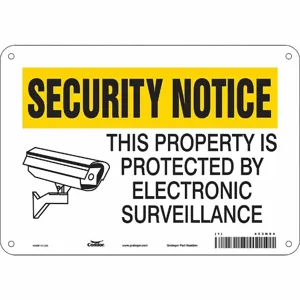 CONDOR 453N94 Security Sign, Security Notice, 10 Inch Width, 7 Inch Height, English, Plastic | CE9JRT