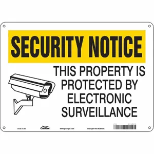 CONDOR 453N95 Security Sign, Security Notice, 14 Inch Width, 10 Inch Height, English, Plastic | CE9JRH