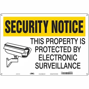 CONDOR 453N96 Security Sign, Security Notice, 20 Inch Width, 14 Inch Height, English, Plastic | CE9JQU