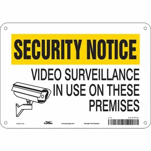 CONDOR 453P02 Security Sign, Security Notice, 10 Inch Width, 7 Inch Height, English, Aluminium | CE9JRX