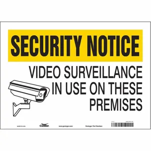 CONDOR 453P12 Security Sign, Security Notice, 14 Inch Width, 10 Inch Height, English, Vinyl | CE9JRF