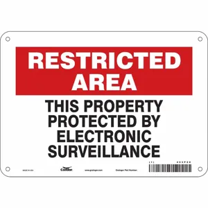 CONDOR 453P20 Security Sign, No Header, 10 Inch Width, 7 Inch Height, English, Aluminium | CE9JYX