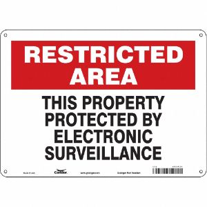 CONDOR 453P21 Security Sign, Restricted Area, 14 Inch Width, 10 Inch Height, English | CE9JTF