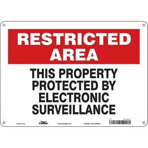 CONDOR 453P21 Security Sign, Restricted Area, 14 Inch Width, 10 Inch Height, English | CE9JTF