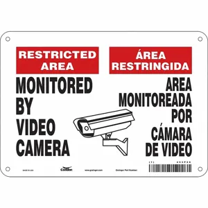 CONDOR 453P26 Security Sign, Restricted Area, 10 Inch Width, 7 Inch Height, Aluminium | CE9JTQ