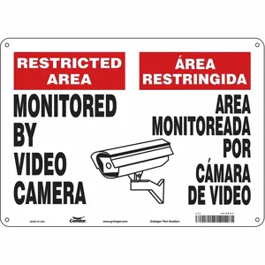 CONDOR 453P27 Security Sign, Restricted Area, 14 Inch Width, 10 Inch Height, Aluminium | CE9JTG