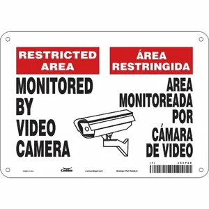 CONDOR 453P28 Security Sign, Restricted Area, 10 Inch Width, 7 Inch Height, Plastic | CE9JTJ