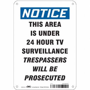 CONDOR 453P55 Security Sign, Notice, 7 Inch Width, 10 Inch Height, English, Plastic | CE9JTY