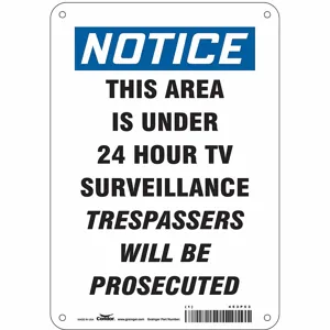 CONDOR 453P53 Security Sign, Notice, 7 Inch Width, 10 Inch Height, English, Aluminium | CE9JUA