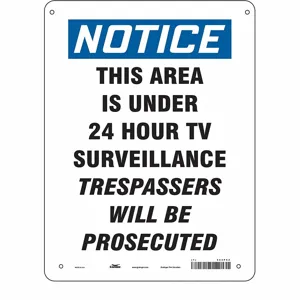 CONDOR 453P54 Security Sign, Notice, 10 Inch Width, 14 Inch Height, English, Aluminium | CE9JWV