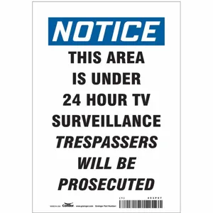 CONDOR 453P57 Security Sign, Notice, 7 Inch Width, 10 Inch Height, English, Vinyl | CE9JTT