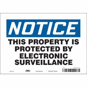 CONDOR 453P72 Security Sign, Notice, 10 Inch Width, 7 Inch Height, English, Vinyl | CE9JVL