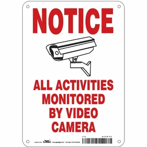 CONDOR 453P76 Security Sign, Notice, 7 Inch Width, 10 Inch Height, English, Plastic | CE9JTZ