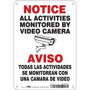 CONDOR 453P81 Security Sign, Notice, 7 Inch Width, 10 Inch Height, English, Spanish, Aluminium | CE9JTX