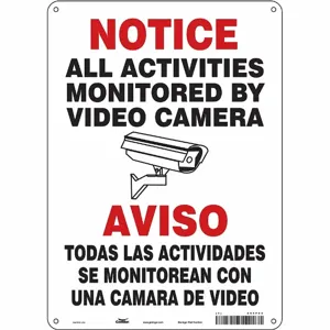 CONDOR 453P82 Security Sign, Notice, 10 Inch Width, 14 Inch Height, English, Spanish | CE9JWR