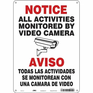 CONDOR 453P84 Security Sign, Notice, 10 Inch Width, 14 Inch Height, English, Spanish, Plastic | CE9JWQ