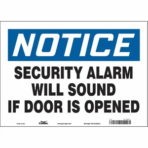 CONDOR 453R07 Security Sign, Notice, 14 Inch Width, 10 Inch Height, English, Vinyl | CE9JUN