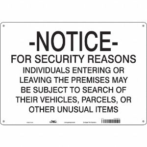 CONDOR 453R17 Security Sign, Notice, 20 Inch Width, 14 Inch Height, English, Vinyl | CE9JUD