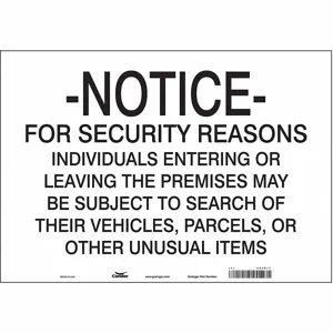 CONDOR 453R17 Security Sign, Notice, 20 Inch Width, 14 Inch Height, English, Vinyl | CE9JUD