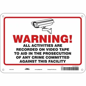 CONDOR 453R60 Security Sign, Warning, 10 Inch Width, 7 Inch Height, English, Aluminium | CE9JPT