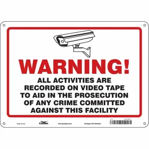 CONDOR 453R61 Security Sign, Warning, 14 Inch Width, 10 Inch Height, English, Aluminium | CE9JPE