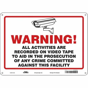 CONDOR 453R63 Security Sign, Warning, 14 Inch Width, 10 Inch Height, English, Plastic | CE9JPA