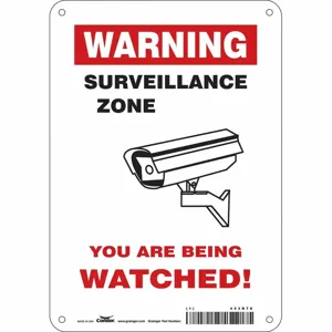 CONDOR 453R78 Security Sign, Warning, 7 Inch Width, 10 Inch Height, English, Aluminium | CE9JNQ