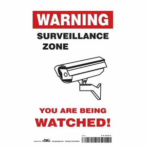 CONDOR 453R82 Security Sign, Warning, 7 Inch Width, 10 Inch Height, English, Vinyl | CE9JNL