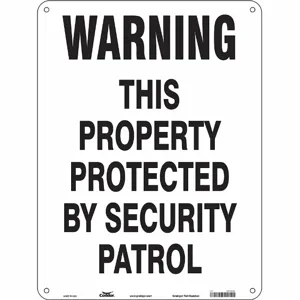 CONDOR 453R86 Security Sign, Warning, 18 Inch Width, 24 Inch Height, English, Aluminium | CE9JNU