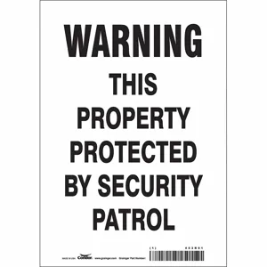 CONDOR 453R91 Security Sign, Warning, 7 Inch Width, 10 Inch Height, English, Vinyl | CE9JNM