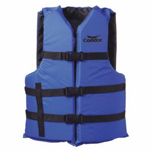 CONDOR 45MP75 Life Jacket, III, Foam, Nylon, 15 1/2 lb Buoyancy, Belt/Buckle, Adult Oversize, Blue | CR2CZN