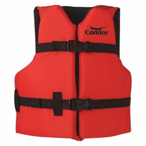 CONDOR 45MP76 Life Jacket, III, Foam, Nylon, 15 1/2 lb Buoyancy, Belt/Buckle, Child 50 to 90 lb, Red | CR2CZQ