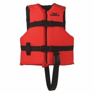 CONDOR 45MP77 Life Jacket, III, Foam, Nylon, 15 1/2 lb Buoyancy, Belt/Buckle, Child 30 to 50 lb, Red | CR2CZP